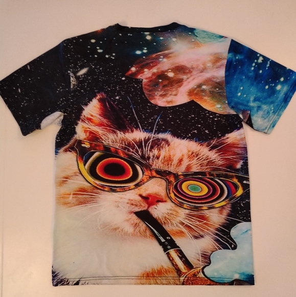 Galaxy Rainbow Space Cat T-Shirt (L) two sided print - Picture 11 of 15